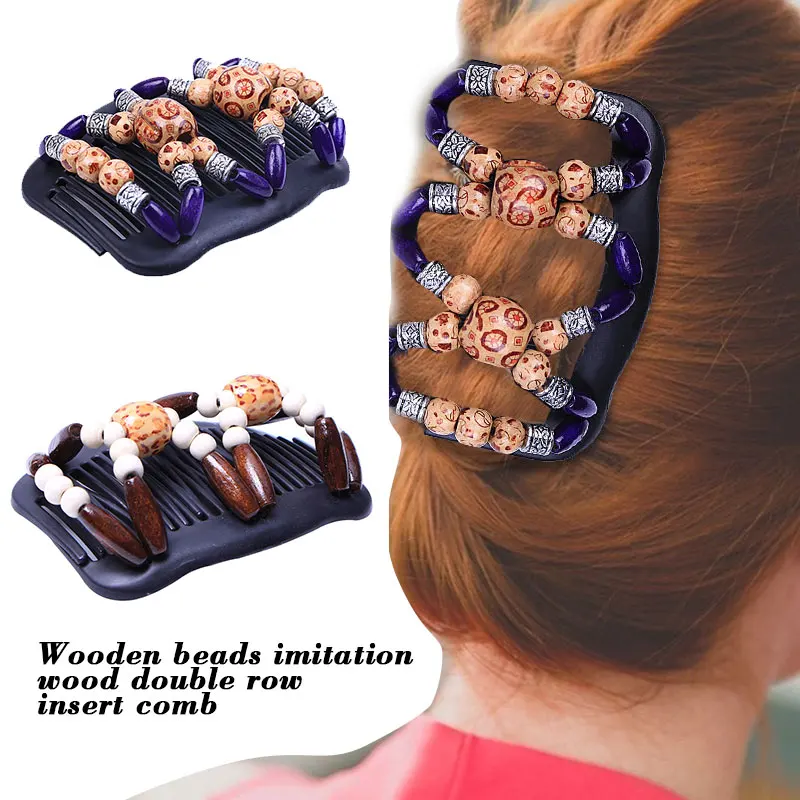 

Double Combs Vintage Headdress Gifts Hair Slide Comb Antique Wood Photography Hair Clip Creative Wedding Church Bride Headpiec