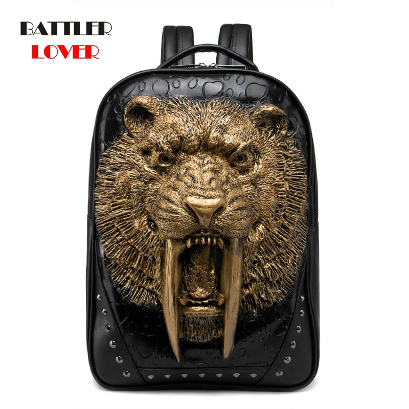 New Street Cool Punk Rock Men Backpack Grimace 3D Leopard Sabre Pattern Backpacks For Women Funny Shoulder Tiger Design Bag Pack