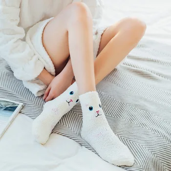 

2020 Women Girls Soft Bed Floor Socks Fluffy Warm Christmas Sock Cartoon Coral Velvet For Princess Holiday Birthday Gifts Vicky