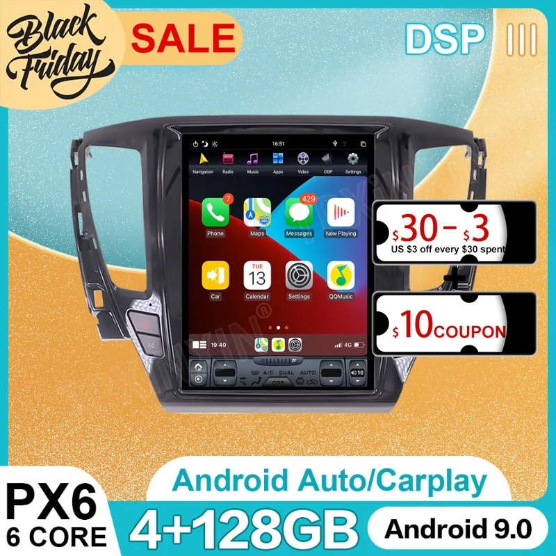 

Android 9.0 Tesla Style 128GB For Mitsubishi Pajero Sport 2016 Car GPS Navigation Auto Radio Stereo Multimedia Player Head Unit