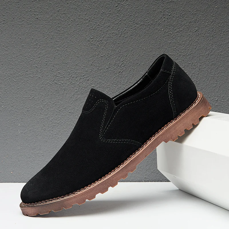 Ifrich Designer Sneakers For Men Slip On Leather Man Casual Shoes Army Green Vintage Working Shoes Fashion Male Business Shoes