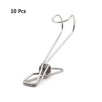 

10 Pcs Stainless Steel Laundry Hanging Clip Hook Clothes Peg Boot Hanger Towel Holder Paper Files Binder Clip Snack Seal Storage