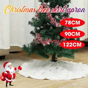 

Christmas Tree Decor Snowflake White Christmas Tree Skirt Fur Felt Plush Skirt for Xmas Decor Christmas Xmas Tree Decorations