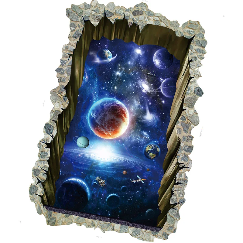 

3D PVC Floor Sticker for Living Room Bedroom Bathroom Waterproof Ceramic Universe Planet Panel Mural Decals Vinyl Art Stickers