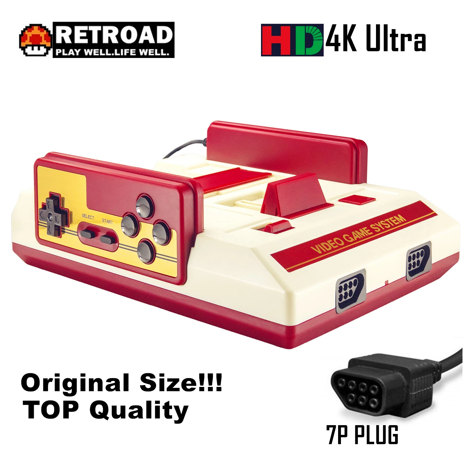 RETROAD HD Retro Console For FC/Dendy Original Shape (Model C56 ,HD&RCA 720P Display, 7P Plug