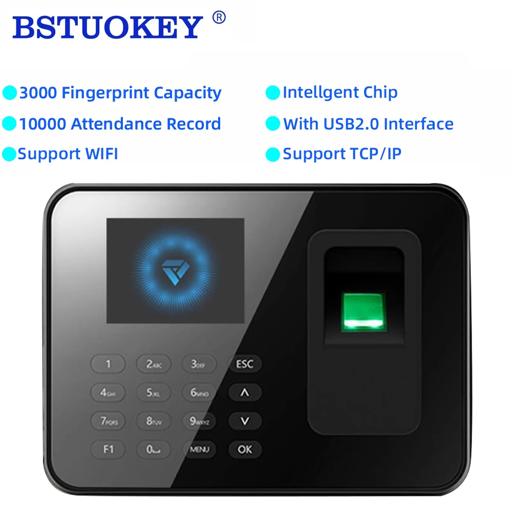 TCP/IP WI-FI 2,8 дюймов отпечатков пальцев посещаемость времени часы Регистраторы офисного времени сотрудников отпечатков пальцев Регистраторы устройство 3000 пользователей