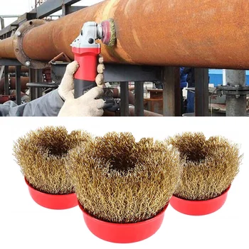 

3pc 65mm Rotary Steel Wire Brush Crimp Cup Set Wheel Angle Grinder Red Color