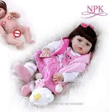 56 см младенец получивший новую жизнь Кукла для маленьких девочек всего тела мягкого силикона в розовое платье сладкий bebe Кукла-младенец Реалистичная кукла Анатомически правильная