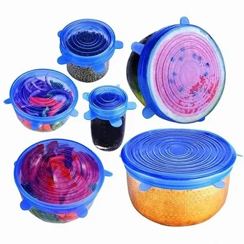 

6-piece Multi-functional Reusable Silicone Dust-proof Bowl Cover Leak-proof Cup Lid