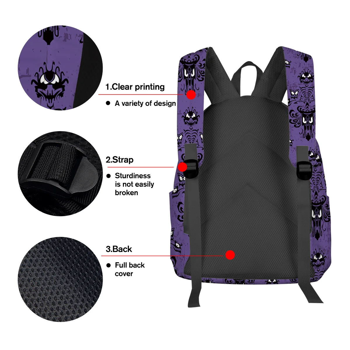 Grimace Haunted Mansion фиолетовые школьные сумки для подростков, школьные рюкзаки для мальчиков и девочек, рюкзак для мужчин и женщин, дорожная сумка Mochila