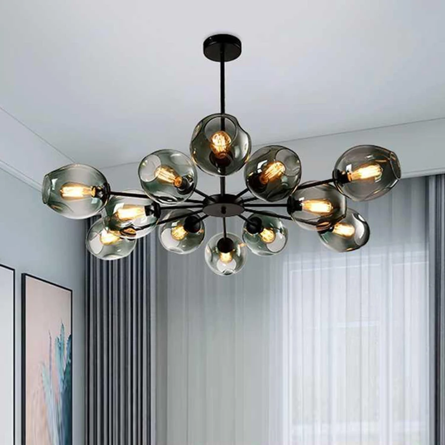 

Modern Glass Chandelier Home Indoor Decor Dining Room Hanging Lamp Restaurant Lighting Living Villa stairs Ceiling chandelier