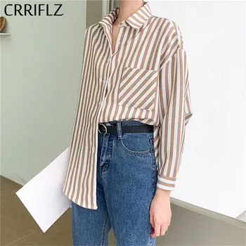 

Women Casual Turn-down Collar Full Striped Polyester Regular Broadcloth CRRIFLZ