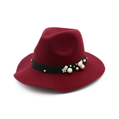 WineRed H7556 Женская шерстяная бейсболка с меховым помпоном Женская британская ретро деревянная Ушная элегантный головной убор осень зима Дамская жемчужная модная церковная Банкетная шапка s - Цвет: WineRed