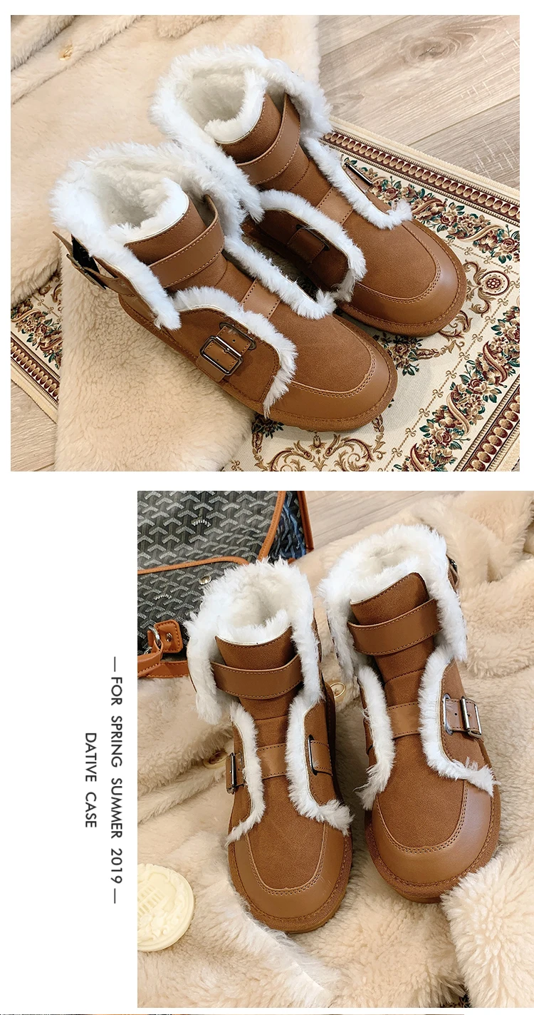 Popular Women Snow Boots Platform Winter Boots Thick Plush Casual Ankle Boots Women Winter Shoes Ladies Fashion Buckle