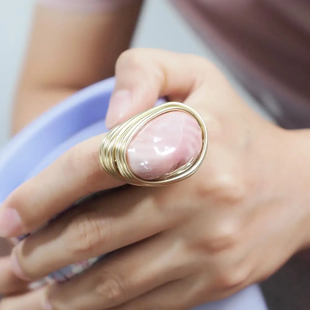 MANILAI, богемные керамические кольца ручной работы для женщин, модные ювелирные изделия золотого цвета, проволочные спиральные бусы, кольцо на палец