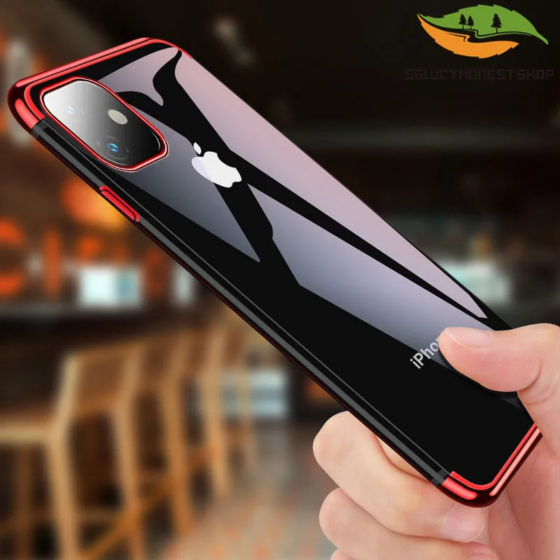 Чехол с гальваническим покрытием для iPhone 11 Pro 7 8 6 6s Plus Роскошный прозрачный мягкий
