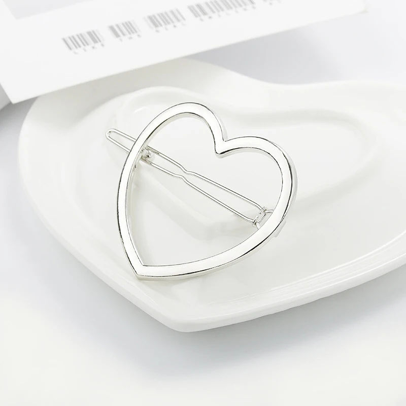 Heart Silver Женская мода для девочек в Корейском стиле заколки невидимки для волос экологический сплав Сердце Луна животное кролик заколки для волос - Цвет: Heart Silver