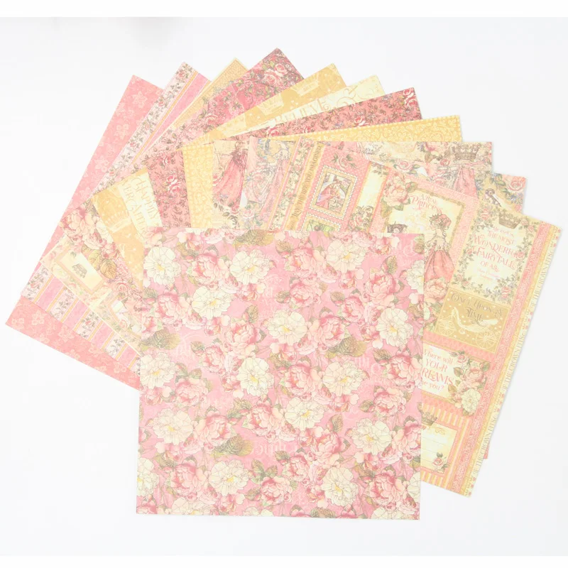 

KLJUYP 12 Sheets New Flowers Scrapbooking Pads Paper Origami Art Background Paper Card Making DIY Scrapbook Paper Craft