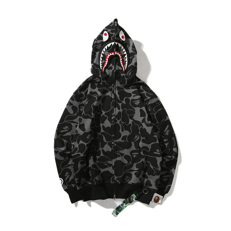 

2018 Early Autumn New Style Camo Black Zipper Hooded Coat Japanese-style Popular Brand Teenager Casual Zipper Hoodie