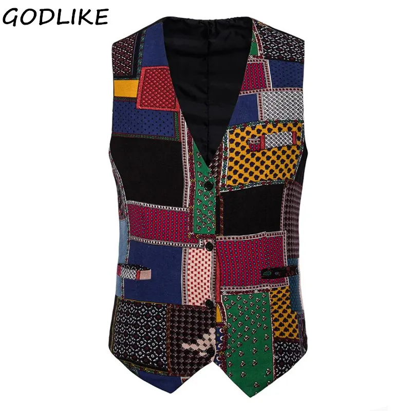 

Pattern Dress Vests For Men Slim Fit Casual Printed Sleeveless Jacket Coat Mens Formal Waistcoats Dress Party Vest 5XL 4XL