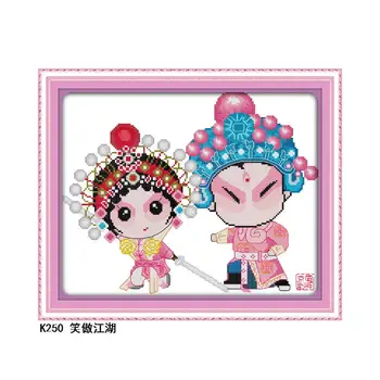

The characters in Beijing Opera Cross-Stitch Chinese Culture Style 11CT 14CT DMC DIY Embroidery Kit Home Decor and Surprise Gift