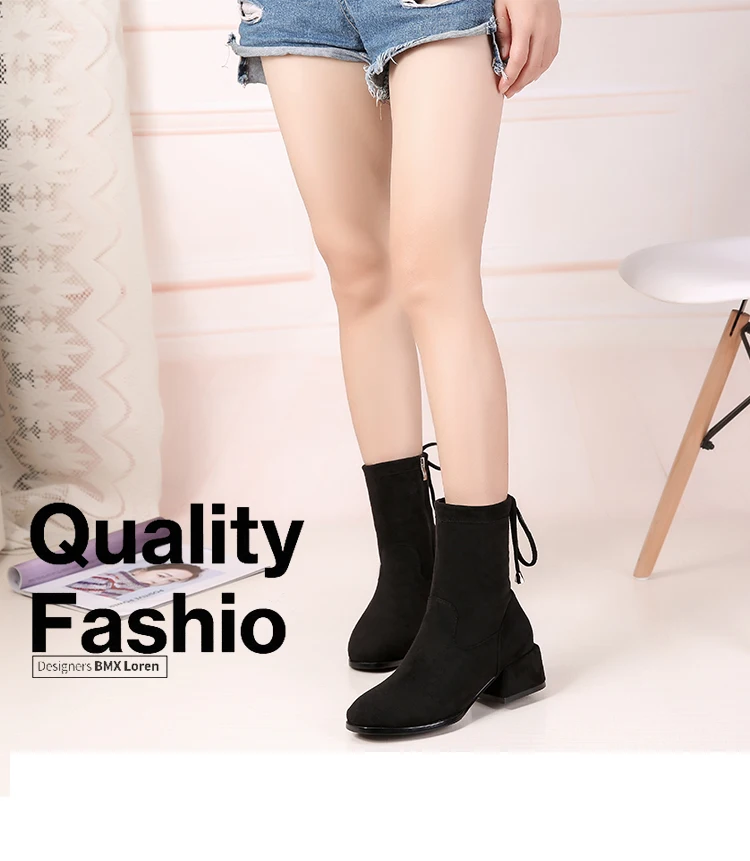 Брендовая женская обувь; ботинки на не сужающемся книзу массивном каблуке; женские ботиночки на низком каблуке с круглым носком; модная зимняя обувь на шнуровке; коллекция года