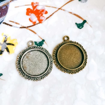 

5pcs/lot 18mm Necklace Pendant Setting Antique Bronze Silver Glass Cabochon Blank Base Supplies for Jewelry Finding T48