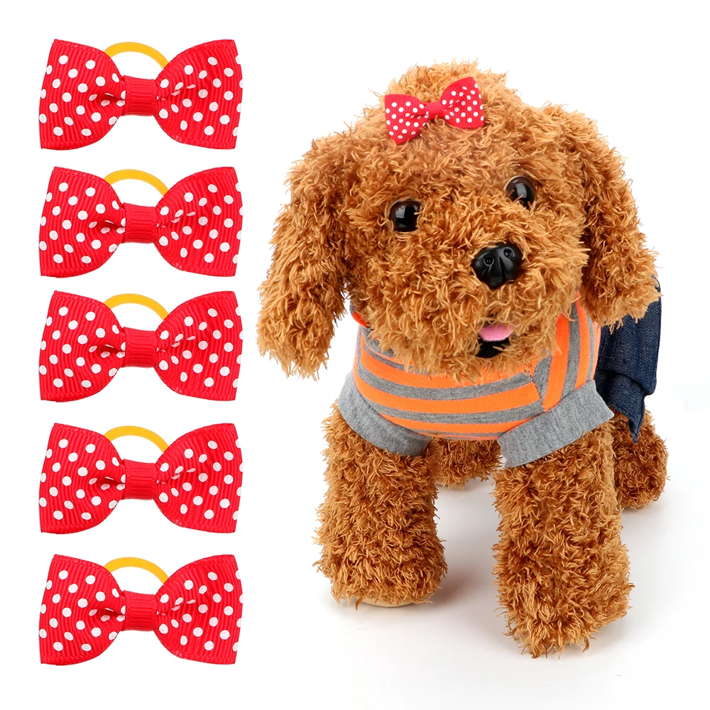 NICEYARD 5Pcs Pack Teddy Dog Head Flower Dog Accessories Bowknot Hairpin font b Pet b font