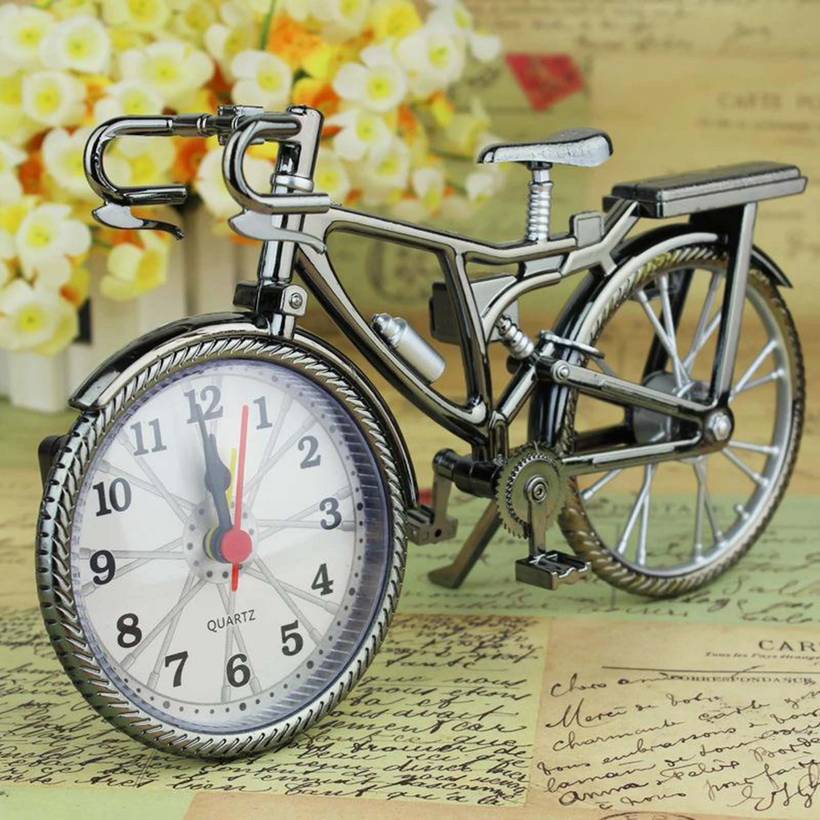 Creative Table Clock Cool Alarm Clock Bicycle Shape Works Of Art Home Decor