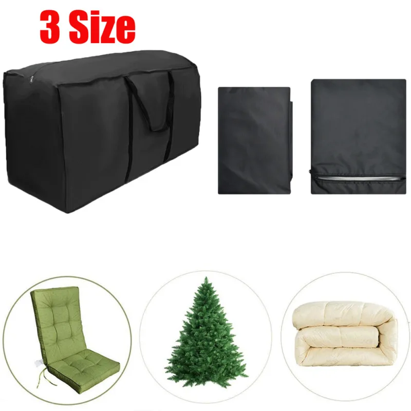 Micro-Pro Large Storage Bag Water Resistant Black Heavy Duty Ideal For Outdoor Garden Furniture Cushions Christmas Tree Clothing Toys 127cm Long with Handles Zip Closure 