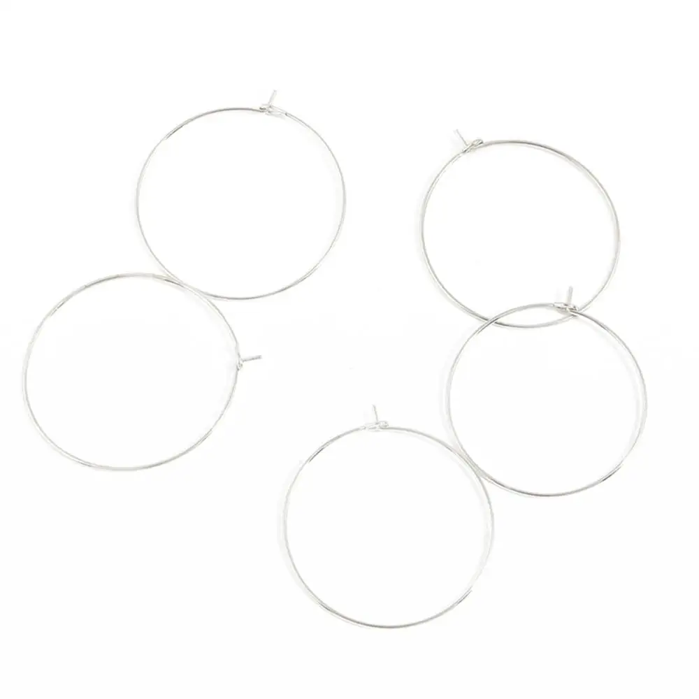 20 25 30 35 мм круглые серьги-кольца с рисунком из больших кругов для уха проволочные обручи Железный материал для серьг набор «сделай сам» для материал для изготовления украшений - Цвет: Silver  30mm