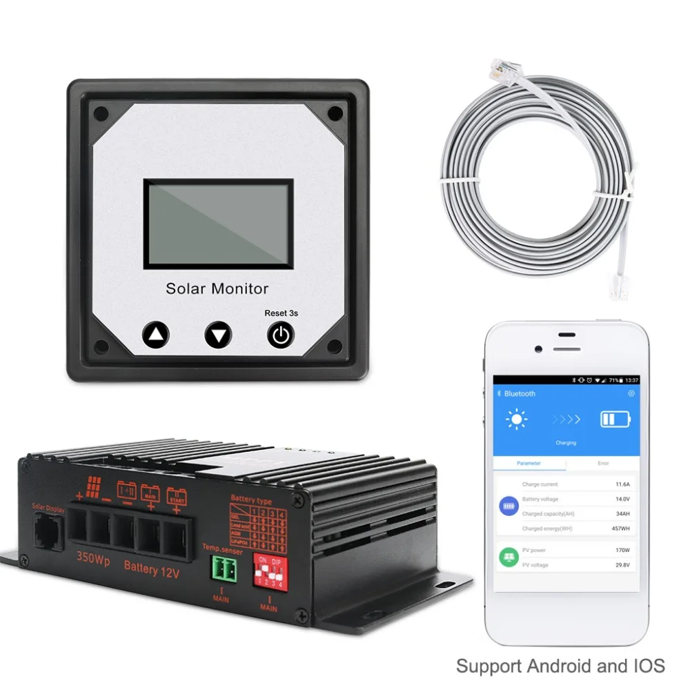 US $133.99 20A 12V MPPT Bluetooth Solar Charge Controller Phone APP Monitoring Solar Panels Charge Controller Auto Solar Battery Regulators