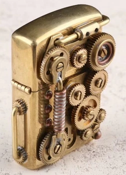 

NYWW brass handmade steapunk 9 gears lighter 60x43x21mm