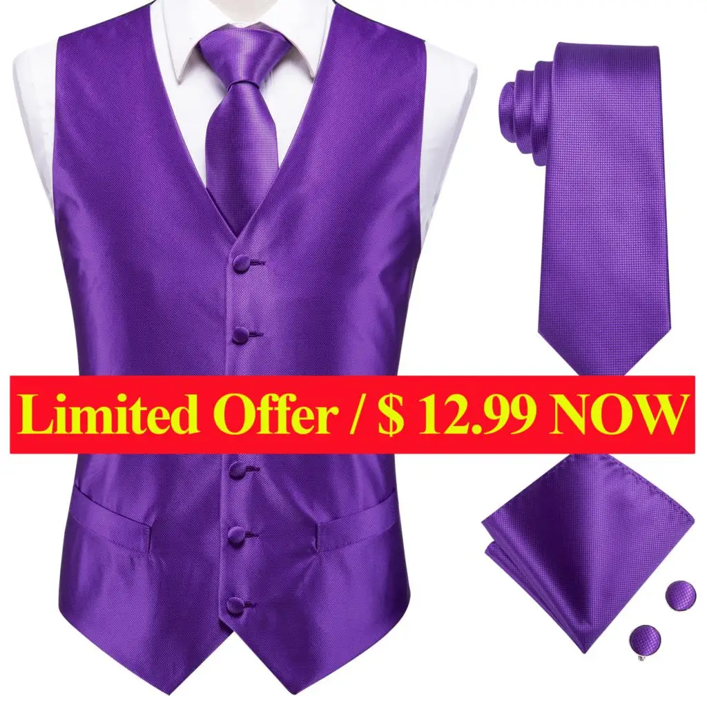 Hi-Tie Silk Mens Suit Vests 4PC Jacquard Waistcoat Tie Hankerchief Cufflinks Set Paisley Floral Blue Navy Pink Red Green Gold men blazer Suits & Blazer