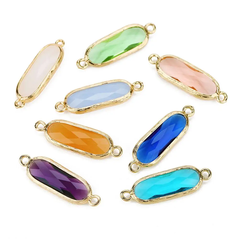 

5pcs/Lot Jewelry Accessories Charms Elegant Geometric Connector Glass Material Diy Bracelet Earring Jewelry Making Findings