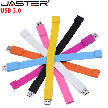 

JASTER USB 3.0 10 ColorS bracelet wrist band pen drive 4GB 8GB 16GB 32GB usb flash drive 64GB wristband model U disk