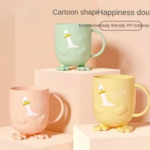 Gobelet épais de brosse à dents de canard pour bébé, gobelet de bain de bouche de dessin animé, tasse anti goutte d'eau pour enfants, facile à nettoyer, mignon