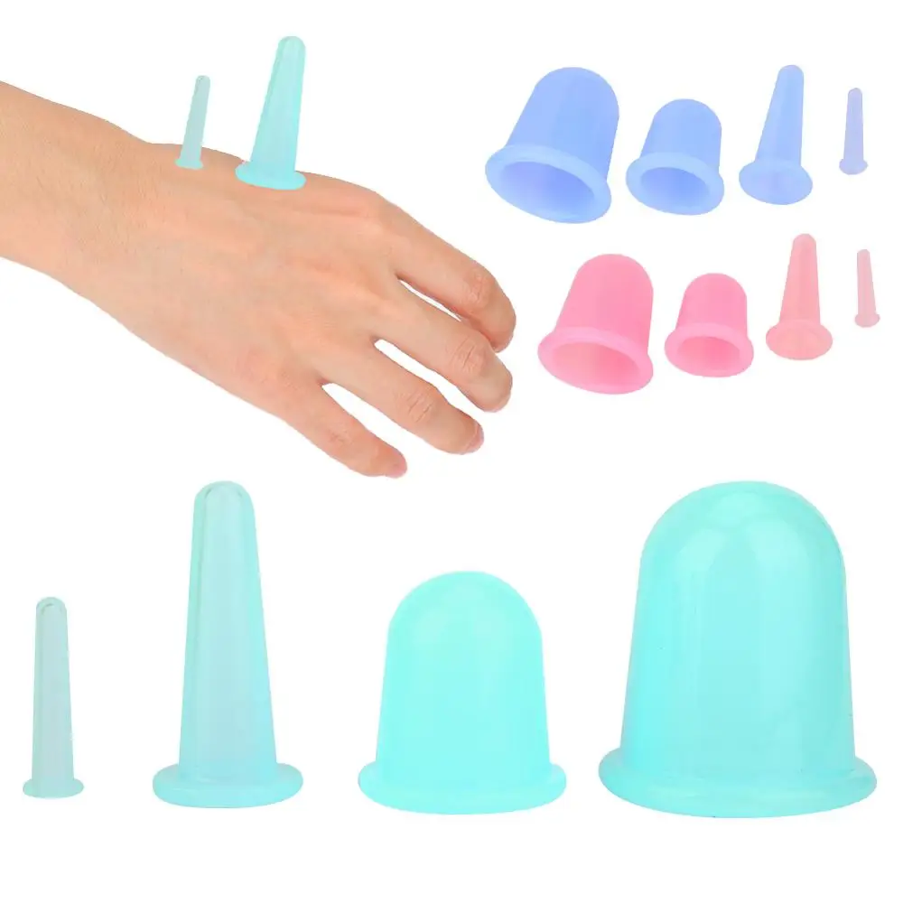 

4 Pcs Silicone Vacuum Facial Massage Cupping Suction Cup Set Deep Cleansing Pores Lifting Firming Skin Nursing Smoothing Wrinkle