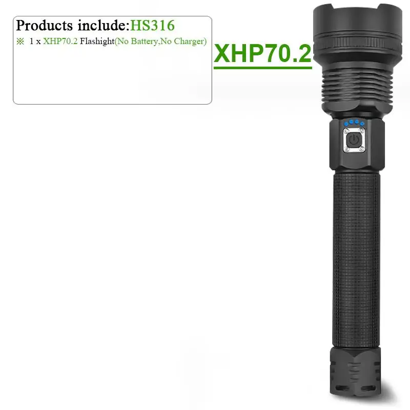 Самый мощный светодиодный светильник-вспышка XHP90, Перезаряжаемый usb фонарь с зумом xhp50 xhp70, ручная лампа 26650, 18650, светильник с батареей, люменов - Испускаемый цвет: HS316A1