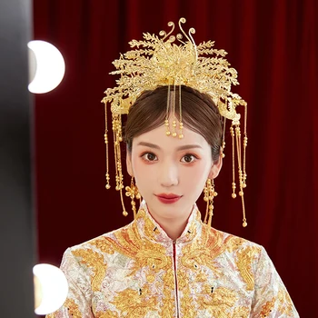 

JIN JIAN Bride tiara atmosphere queen step shake rockhopper xiuhe ancient wedding 2019 new xiuhe hair accessories women