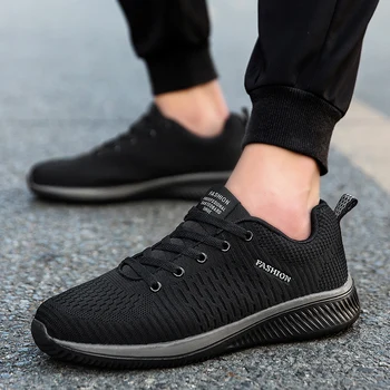 

кросовки мужские Summer Plus Size Male Black Shoes Fashion Breathable Mesh Men Shoes Non-slip Rubber Sole Man Shoes Men Fashion