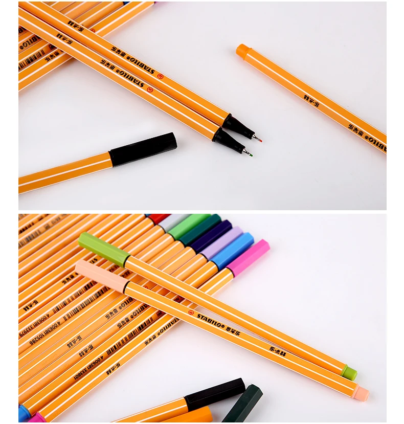 25 шт./компл. 0,4 мм stabilo 88 фломастер оригинальность тонкая ручка Маркер ручки простая нить Рисование ручка школьные принадлежности