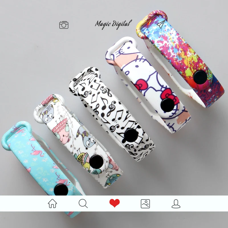 

For Mi band 3 4 strap print silicone wrist strap for xiaomi mi band 3 Replacemet camouflage wristband for Mi band 3 bracelet