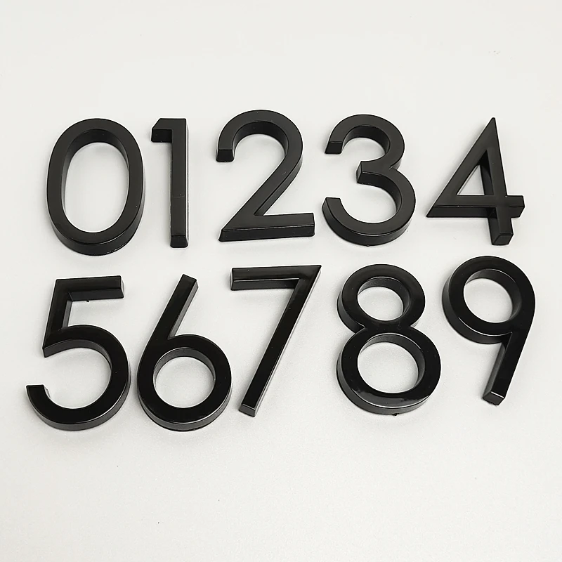 5.8CM 3D Black House Door Number Plate Home Number Street Mailbox Number Stickers Numbers Flat Number Hotel Number Outdoor Door