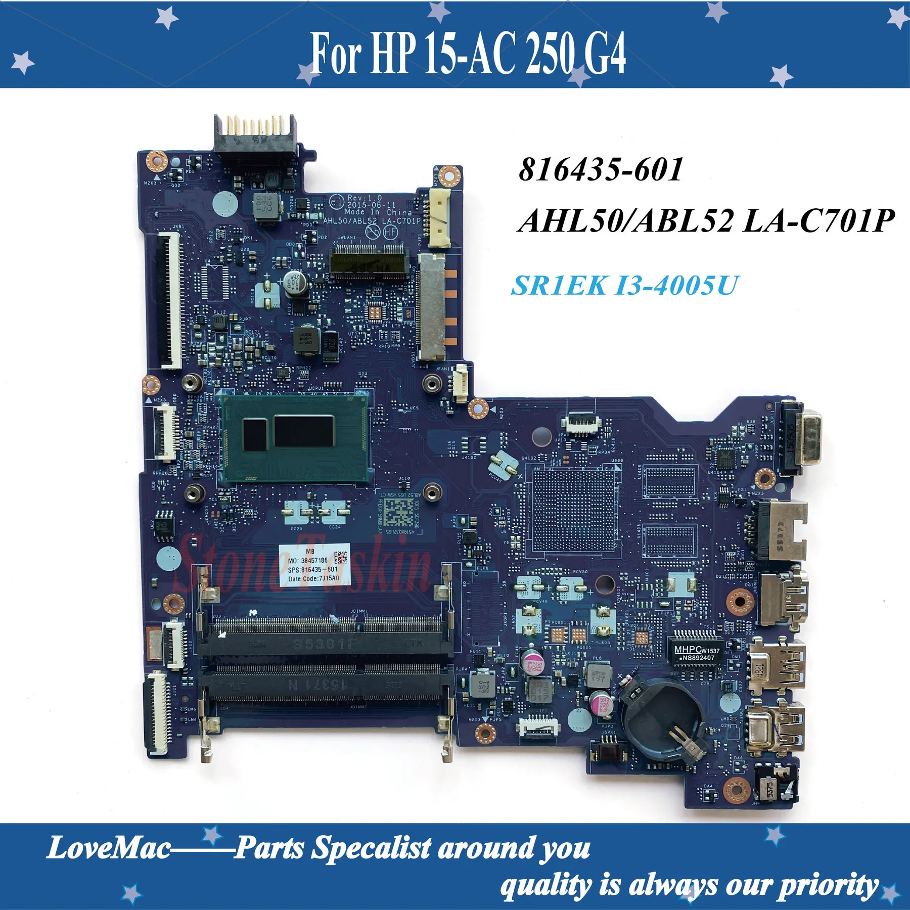 Высокое качество 816435-601 для HP 15-AC 250 G4 Материнская плата ноутбука AHL50/ABL52 LA-C701P SR1EK