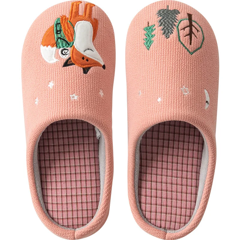 504w Fox pink Домашние теплые женские тапочки; милые домашние тапочки с мехом лисы и единорога; Сезон Зима; домашние тапочки из хлопка с эффектом памяти на нескользящей подошве для девочек и женщин - Цвет: 504w Fox pink