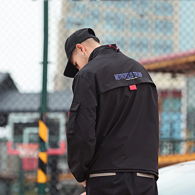 Goedkoop Mens Anorak Jassen 2019 Mannen Hiphop Uitloper Herfst Windjack Patchwork Casual Streetwear Mannelijke Outdoor Overjas Top 4XL