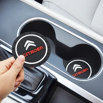 

1/2PCS Car-Styling Pvc non-slip coaster Silicone Mat Case Interior coaster For Citroen Sega VTS C2 C3 C4 C5 C6 Auto Accessories