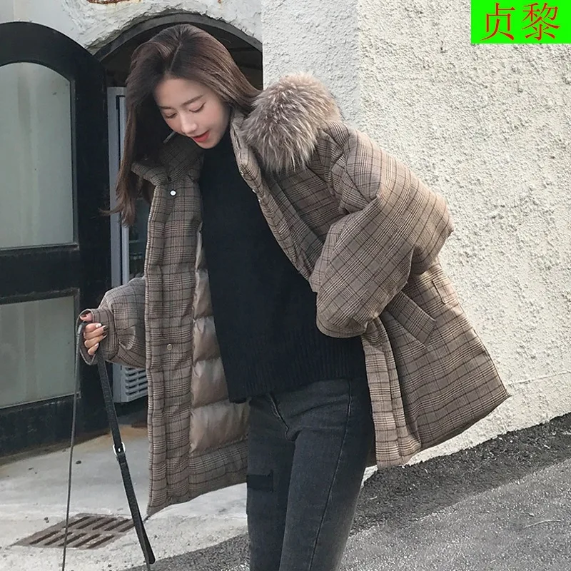 

Plaid Short-height Cotton Coat Women's Winter 2018 New Style CHIC Small Cotton-Padded Jacket Short INS down Coat Students Cotton