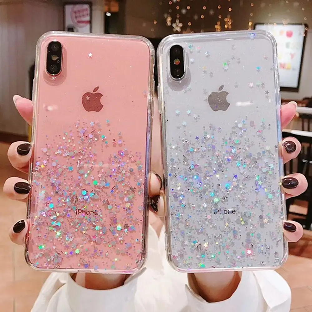 Блестящий блестящий чехол с блестками для Huawei P30 P20 Lite P10 Plus Nova 6 SE 5 5i 4 Honor V20 V10 V30 8X 8 9